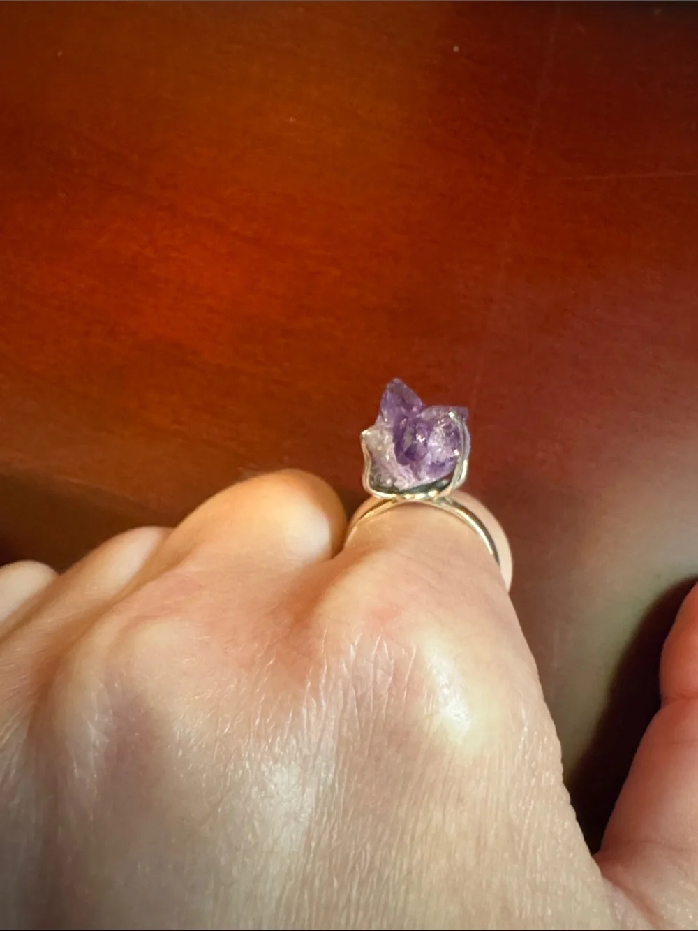 Gorgeous Amethyst Raw Crystal Statement Ring - Purple